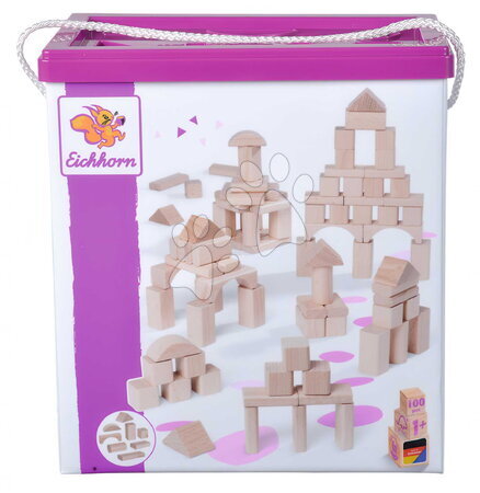 Dřevěné kostky - Dřevěné kostky Natural Wooden Blocks Eichhorn - 1