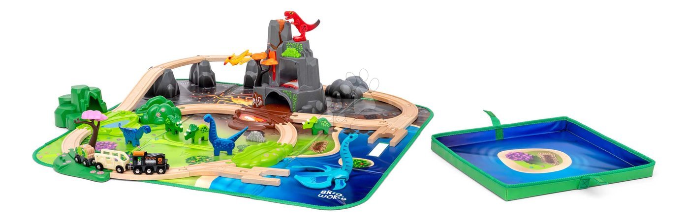 Holzeisenbahnen BRIO - Drevená vláčikodráha s dinosaurmi Dinosaur Deluxe Set BRIO