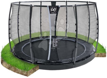 Bodentrampoline - EXIT Dynamic ebenerdiges Trampolin ø305cm mit Sicherheitsnetz - schwarz_1