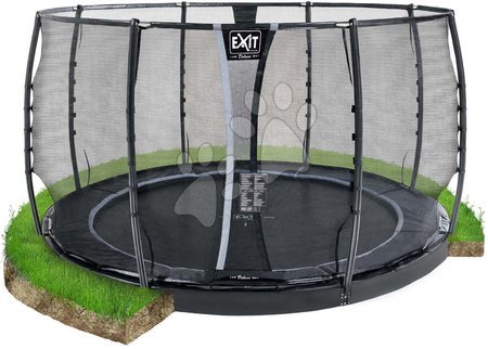 Trampolines - EXIT Dynamic ground level trampoline ø366cm with safety net - black_1