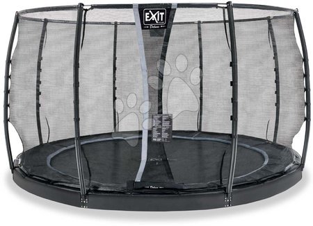 Trampolines - EXIT Dynamic ground level trampoline ø366cm with safety net - black