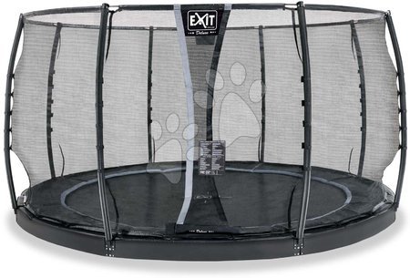 Trampoline - EXIT Dynamic ebenerdiges Trampolin ø427cm mit Sicherheitsnetz - schwarz