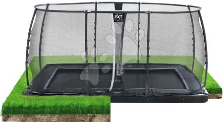 Trampolines - EXIT Dynamic ground level trampoline 244x427cm with safety net - black_1
