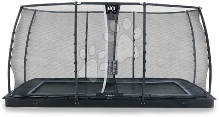 Trampolines - EXIT Dynamic ground level trampoline 244x427cm with safety net - black
