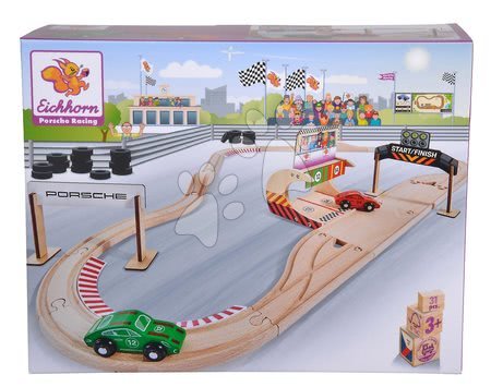 Mașini din lemn - Pistă de mașini din lemn Porsche Racing Set Eichhorn - 6