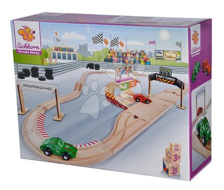 Mașini din lemn - Pistă de mașini din lemn Porsche Racing Set Eichhorn - 7