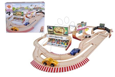 Fa kisautók - Fa autópálya Porsche Racing Set Big Eichhorn - 9