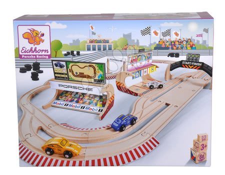 Fa kisautók - Fa autópálya Porsche Racing Set Big Eichhorn - 10