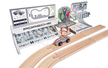 Dřevěné hračky - Dřevěná autodráha Porsche Racing Extension Set Eichhorn s bezpečnostním autem 14 dílů_1