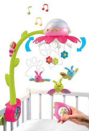 Spielzeuge für die kleinsten Kinder - Karussell über der Krippe mit Schmetterlingen Blume Flower Cotoons Smoby mit Musik und hellblau/pink ab 0 Monaten_1