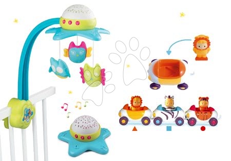 Setovi za najmanje - Set vrtuljak iznad krevetića Star Cotoons 2u1 Smoby sa sovicama i autići Imagin Car za najmlađe