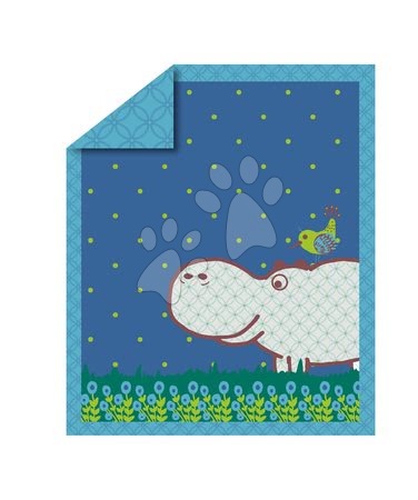 Detské deky - Paplón Sateen Hippo toTs smarTrike Hroch 100 % bavlna saténový vzhľad modrý od 0 mesiacov