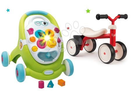 Za dojenčke Smoby - Komplet sprehajalček z didaktičnim kovčkom Trott Cotoons 2v1 Smoby z zvokom in lučko