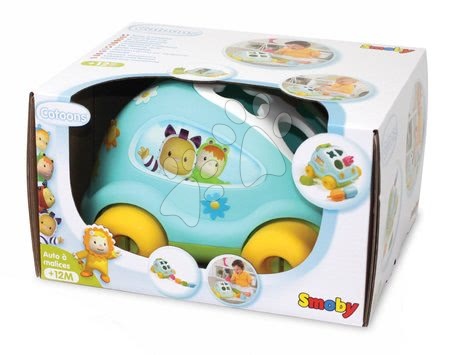 Jucării pentru bebeluși - Mașină didatică Gândac Shape Sorter Car Cotoons Smoby_1