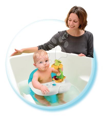 Bébijátékok - Ülőke a fürdőkádba Béka Baby Bath Time Cotoons Smoby virággal és tapadókorongokkal 6-16 hó részére_1