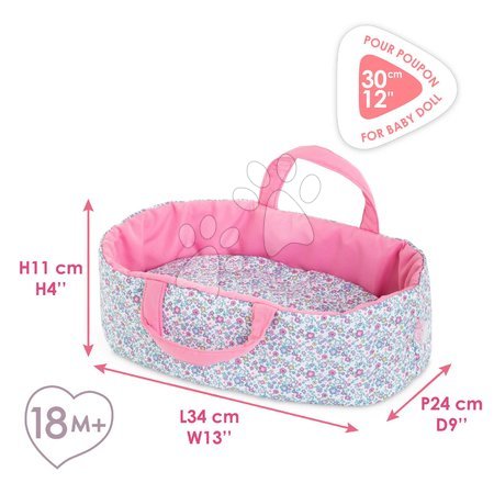 Doll cradles and beds - Portable doll carry bed for 30 cm doll Flowered Carry Bed Corolle - 7