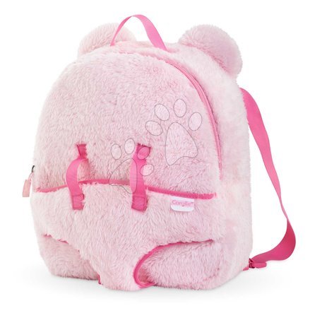 Accessori per bambole - Zaino con marsupio porta bambola Pink Plush Baby Doll Carrier Backpack Corolle
