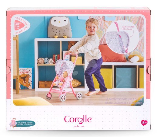 Kočíky od 18 mesiacov - Športový kočík so sklápacou strieškou Flowered Stroller Corolle - 18