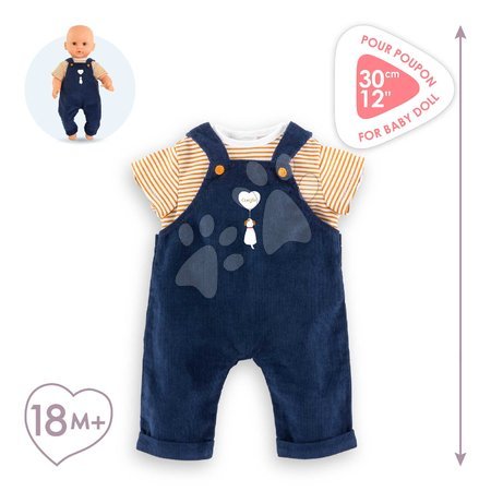 Puppenbekleidung | Seite 3 - T-Shirt und Overall für die Puppe T-shirt & Navy Blue Overall Mon Premier Poupon Corolle