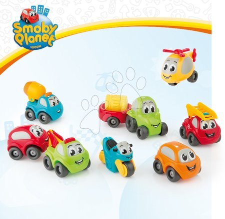 Garáže  - Sada 8 autíček Vroom Planet Smoby - 6