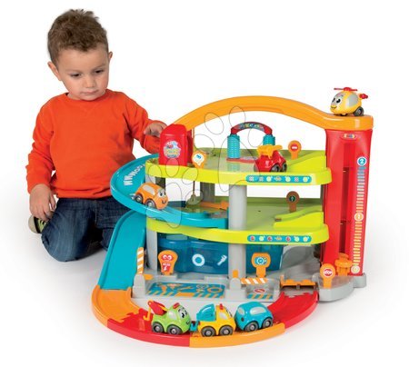 Spielzeugautos und Simulator - Zweistöckige Garage Vroom Planet Grand Smoby mit 1 Spielzeugauto und Aufbewahrungsbox ab 18 Monaten