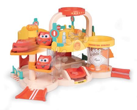 Spielzeugautos und Simulator - Zweistöckige Garage mit Spielzeugauto Vroom Planet Cars Smoby mit Tankstelle und Waschanlage ab 18 Monaten