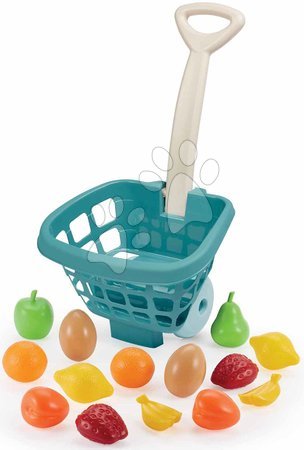 Accesorii și vase de bucătărie de jucărie - Cărucior de cumpărături cu fructe și legume Vert Azur Écoiffier