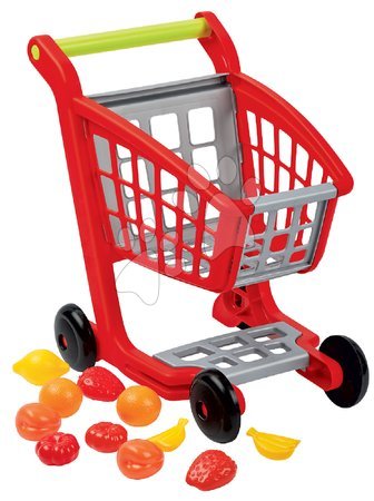 Szupermarketek gyerekeknek - Bevásárlókocsi 100% Chef Écoiffier élelmiszerekkel és 13 kiegészítővel piros-ezüst 18 hó-tól