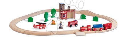 Dřevěné vláčky a vláčkodráhy - Dřevěná vláčkodráha s požární stanicí Train Set Fire Station Eichhorn_1