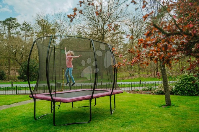 Trampoliny z siatką ochronną - Trampolina z siatką ochronną Silhouette trampoline Pink Exit Toys  - 8