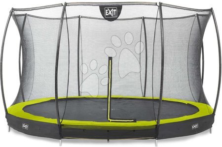 Bodentrampoline - EXIT Silhouette Bodentrampolin ø427cm mit Sicherheitsnetz - grün