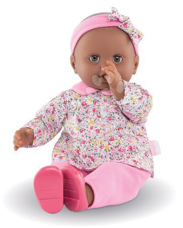 Igrače dojenčki od 24. meseca - Punčka Lilou Floral Mon Grand Poupon Corolle 36 cm z rjavimi mežikajočimi očkami od 24 mes