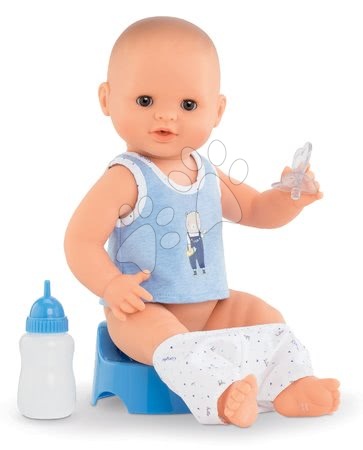 Punčke in dojenčki za deklice - Dojenček Paul pije lula in se kopa Mon Grand Poupon Corolle 36 cm z rjavimi mežikajočimi očkami in 3 dodatki od 24 mes_1