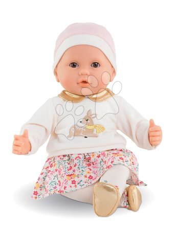 Punčke in dojenčki za deklice - Dojenček s kapico Anais Mon Grand Poupon Corolle 36 cm z rjavimi mežikajočimi očki od 24 mes