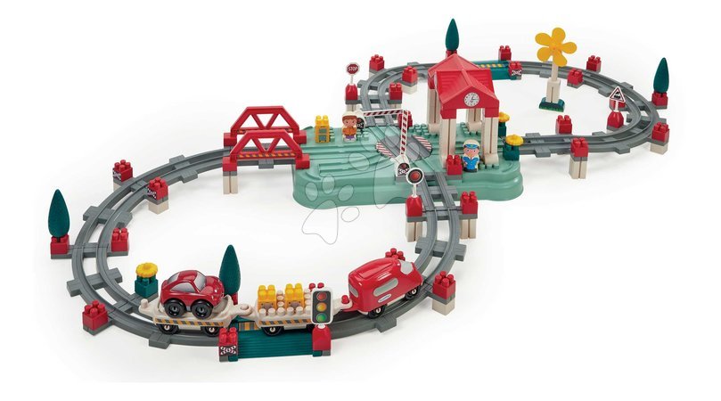 Jocuri de construit de la producătorul Écoiffier - Joc de construit cu tren și șine în cutie Abrick Écoiffier