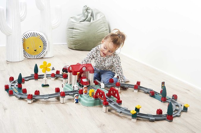 Cuburi de construit Abrick - Joc de construit cu tren și șine în cutie Abrick Écoiffier - 8