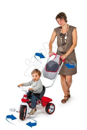 Neaktívna Staré položky - P SMOBY 434111  TROJKOLKA Baby Driver červená, vodiaca tyč ovláda predné koleso,od 12 mesiacov 70*50*52 cm  - 2