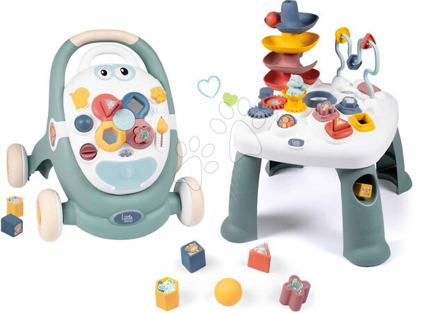 Interaktivni glazbeni stolovi - Komplet didaktički stol Activity Table Little Smoby s hodalicom i kolica 3u1