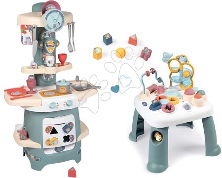 Hračky pro nejmenší - Set didaktický stolík Activity Table Little a kuchyňka pro nejmenší Smoby