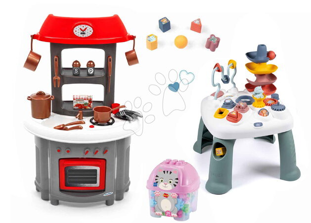 Interaktivni glazbeni stolovi - Set didaktičkog stolića Activity Table Little i kuhinjice za najmlađe Smoby