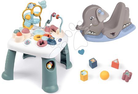 Hračky pro nejmenší - Set didaktický stolek Activity Table Little a houpačka Slon Smoby