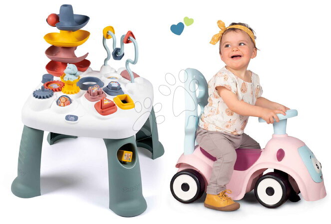 Interaktivni glazbeni stolovi - Didaktički stolić Activity Table Little i ružičasti guralica/odbojnik Smoby