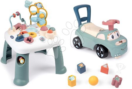 Hračky pre najmenších - Set didaktický stolík Activity Table Little a odrážadlo Auto Smoby