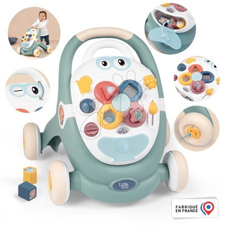 Jucării pentru bebeluși - Set premergător didactic și cărucior Trotty Walker 3in1 Little și bucătărie Smoby_1