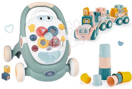 Spielzeuge für die kleinsten Kinder - Set aus didaktischem Lauflernwagen und Kinderwagen Trotty Walker 3in1 Little Smoby