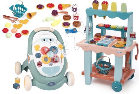 Spielzeuge für die kleinsten Kinder - Set aus didaktischem Lauflernwagen und Kinderwagen Trotty Walker 3in1 Little Smoby