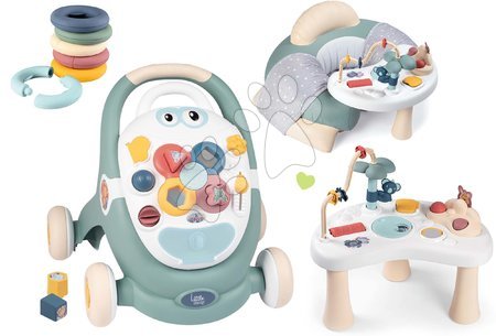 Spielzeuge für die kleinsten Kinder - Didaktisches Set aus Lauflernhilfe und Wagen Trotty Walker 3in1 Little Smoby