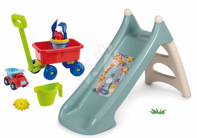 Rutschen Sets | Seite 9 - Rutsch-Set mit Befeuchtungsfunktion und Ziehwagen mit Eimerset XS Slide Little Smoby