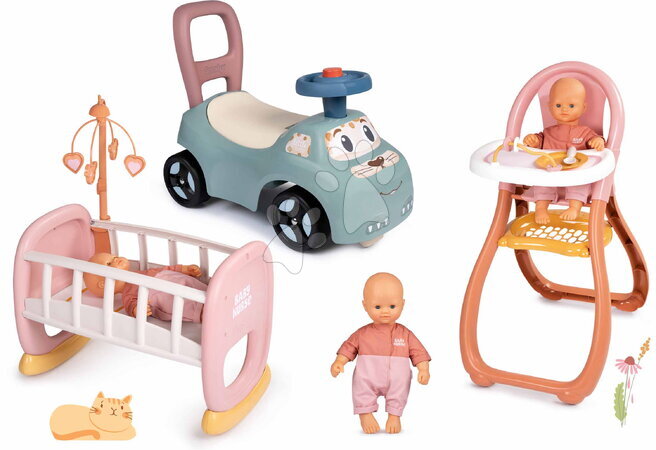 Spielzeug für 1‑jährige Kinder - Set aus Laufrad und Lauflernhilfe mit Hochstuhl Auto Ride On Little Smoby