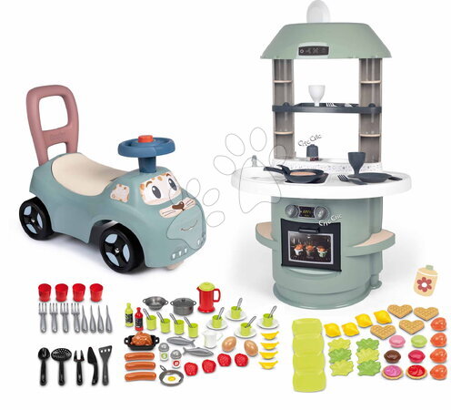 Dětská odrážedla - Set odrážedlo a chodítko s kuchyňkou Auto Ride On Little Smoby